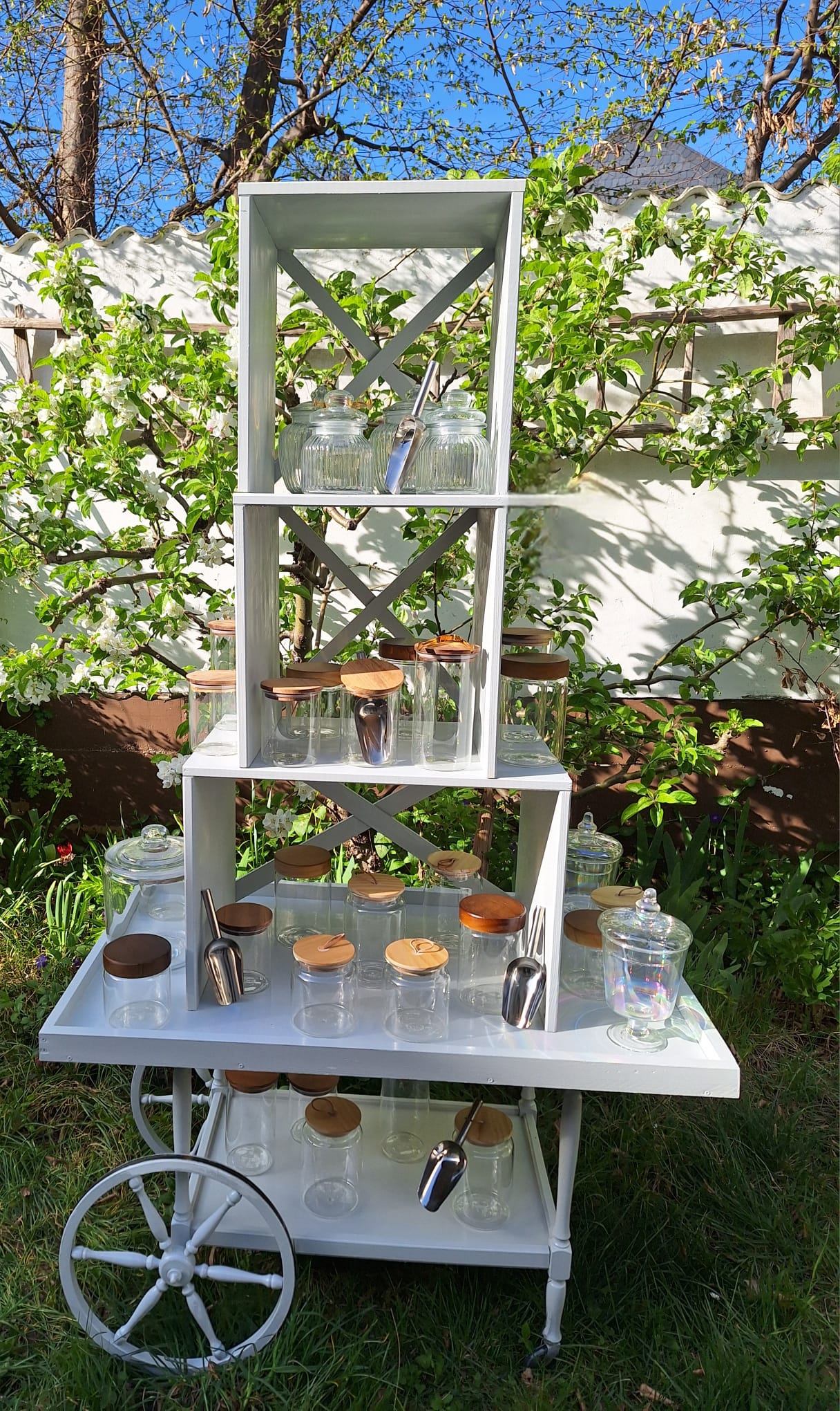 Detailaufnahme einer stilvoll arrangierten Candybar